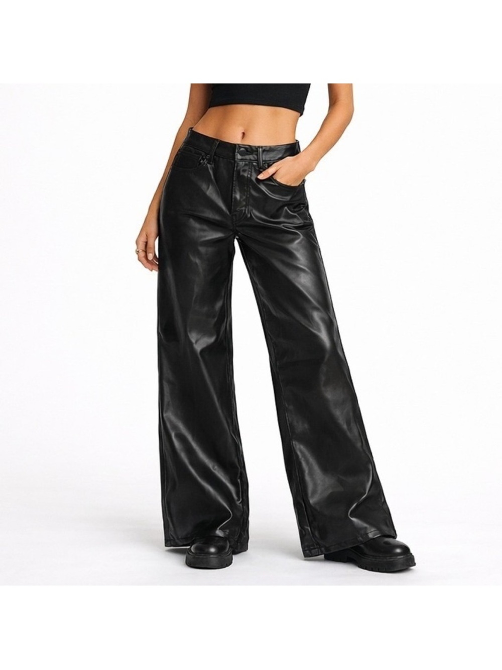 NEW MOTHER undercover wide leg pants in wax on, wax off black 26